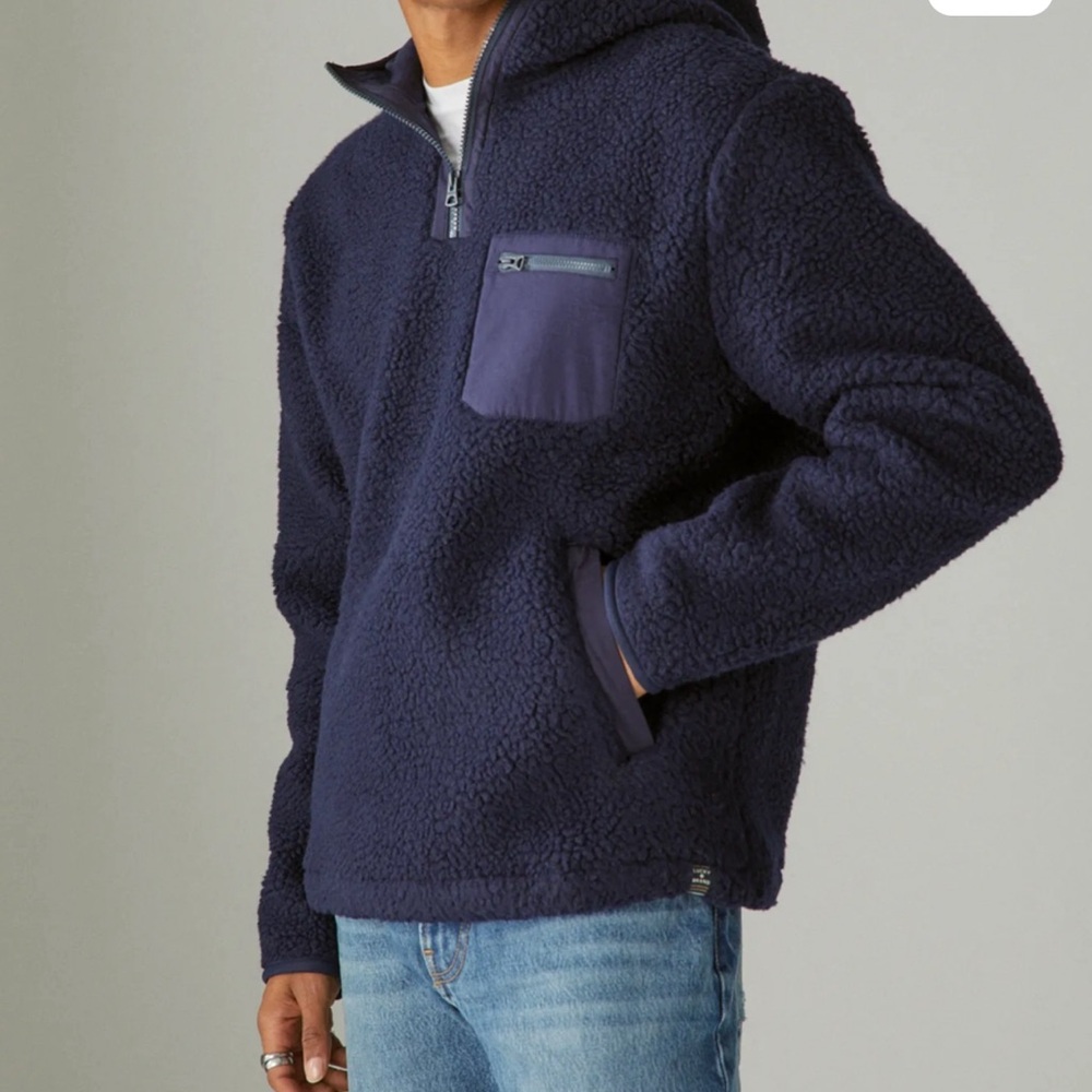 Lucky Brand Men’s Sherpa Pullover Hoodie sz S NWT